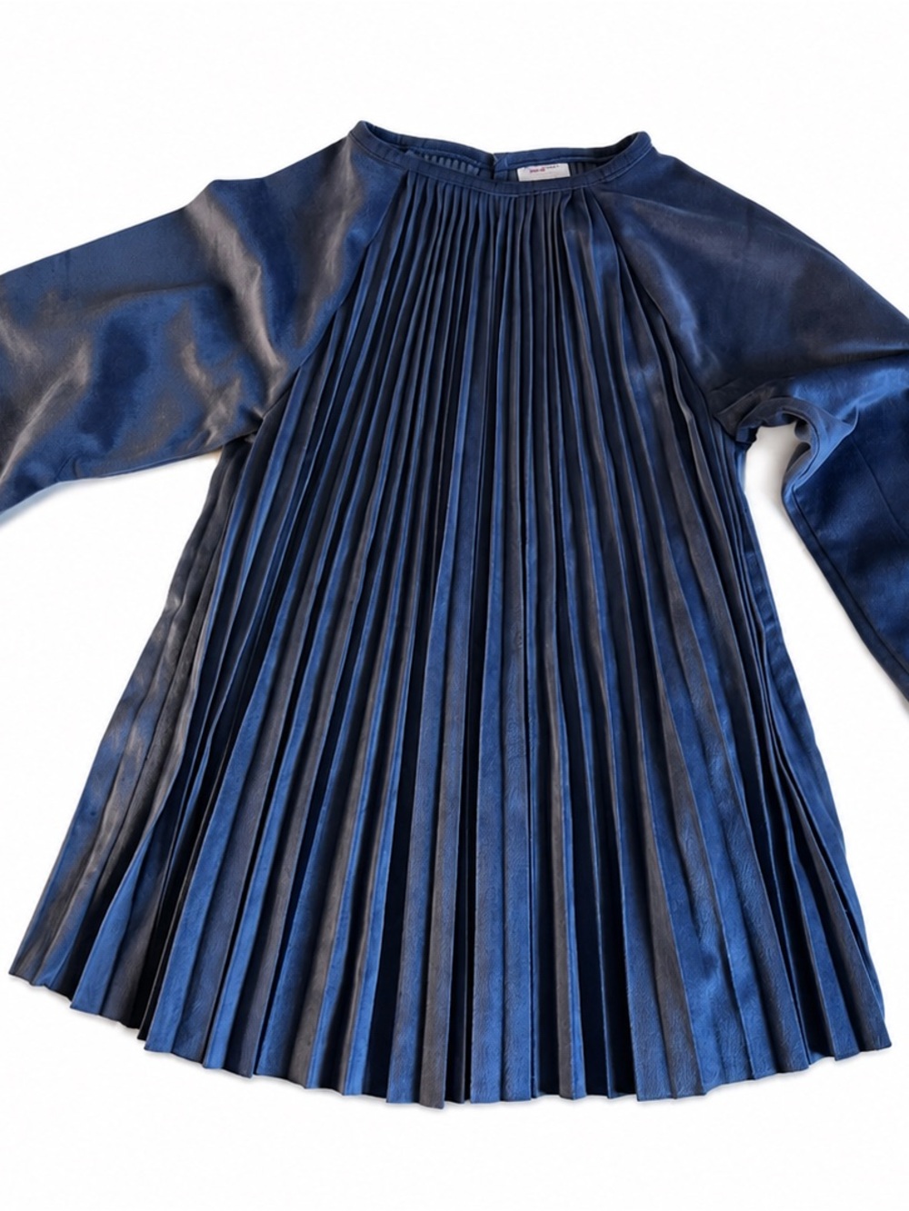 Girl’s Toddler Size 4 Hanna Andersson Navy Pleated Velvet Long-Sleeve Dress Fall